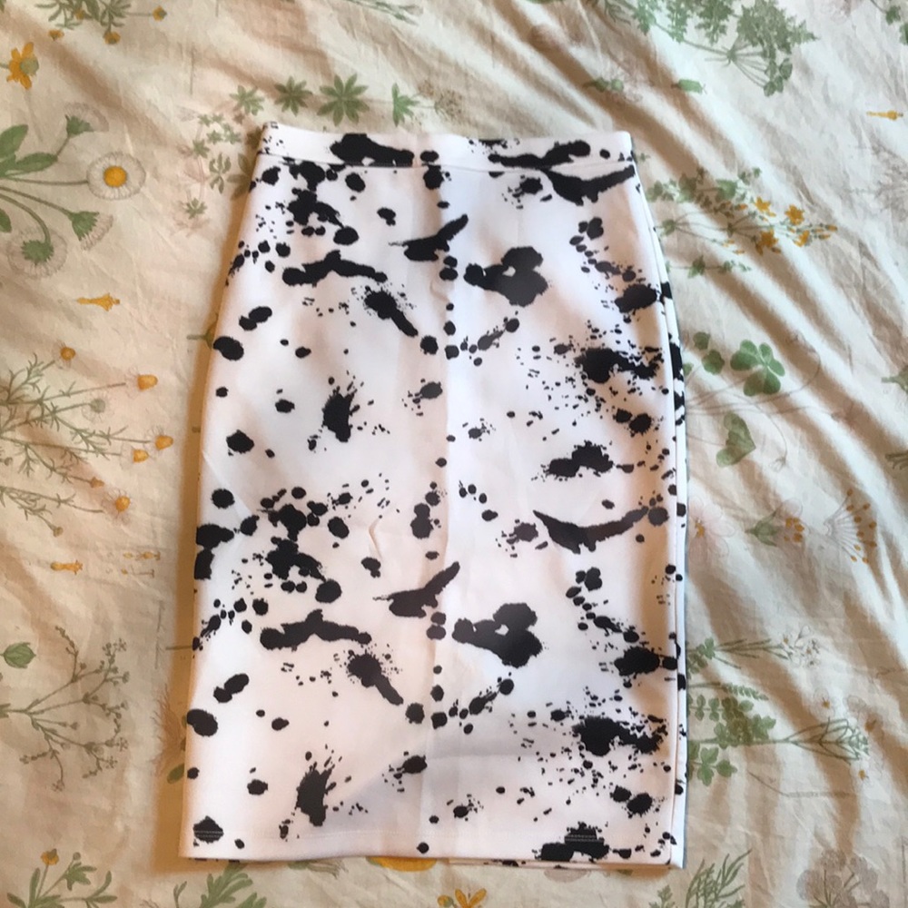 Paint splatter pencil skirt